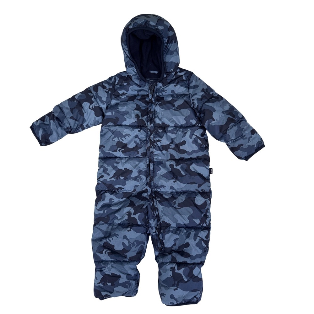 Baby Gap ColdControl Max Blue Dinosaur Camo Snowsuit Bunting 12-18 Months